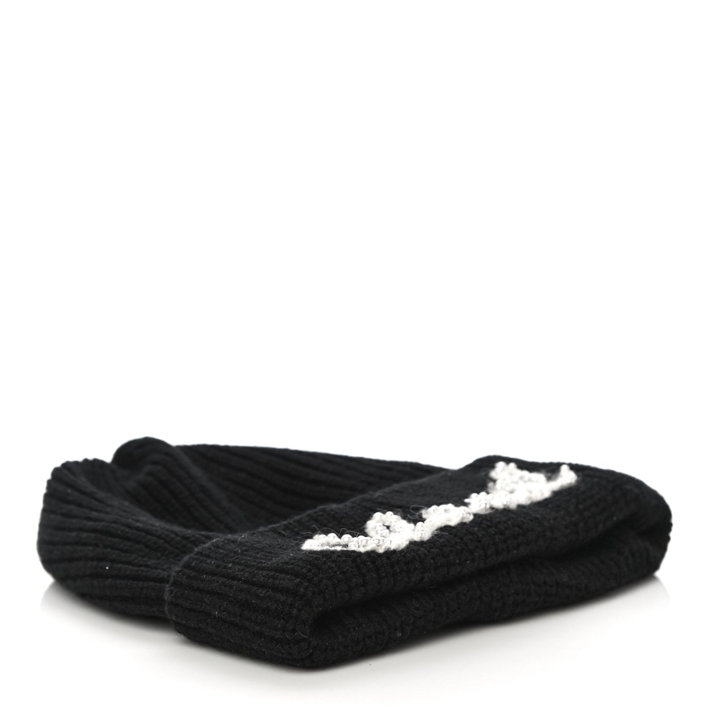 Cashmere Logo Beanie Hat Black White