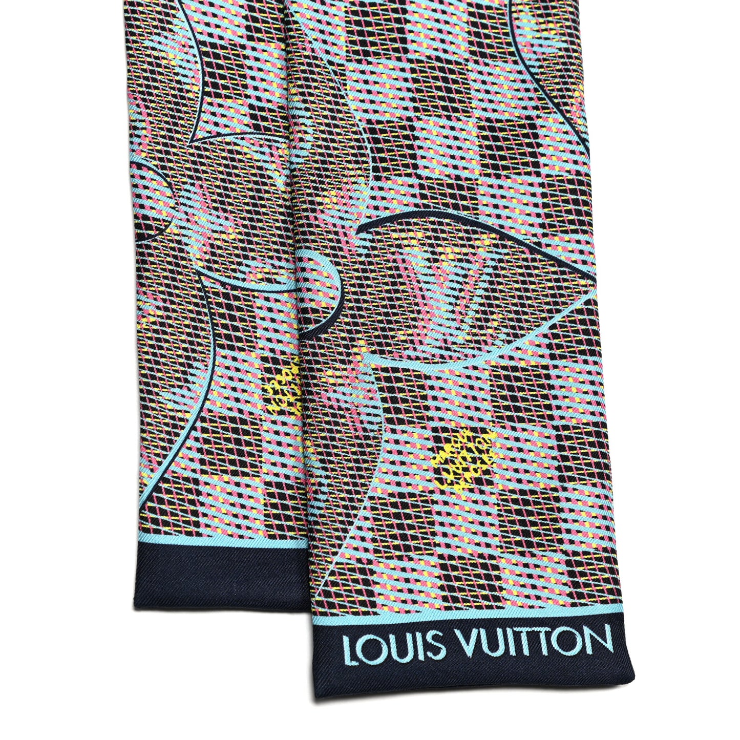 Silk Monogram Damier Pop Print Bandeau Blue