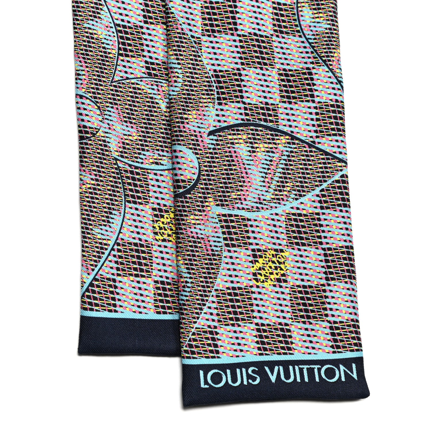 Louis Vuitton Silk Monogram Damier Pop Print Bandeau Blue 3 of 4