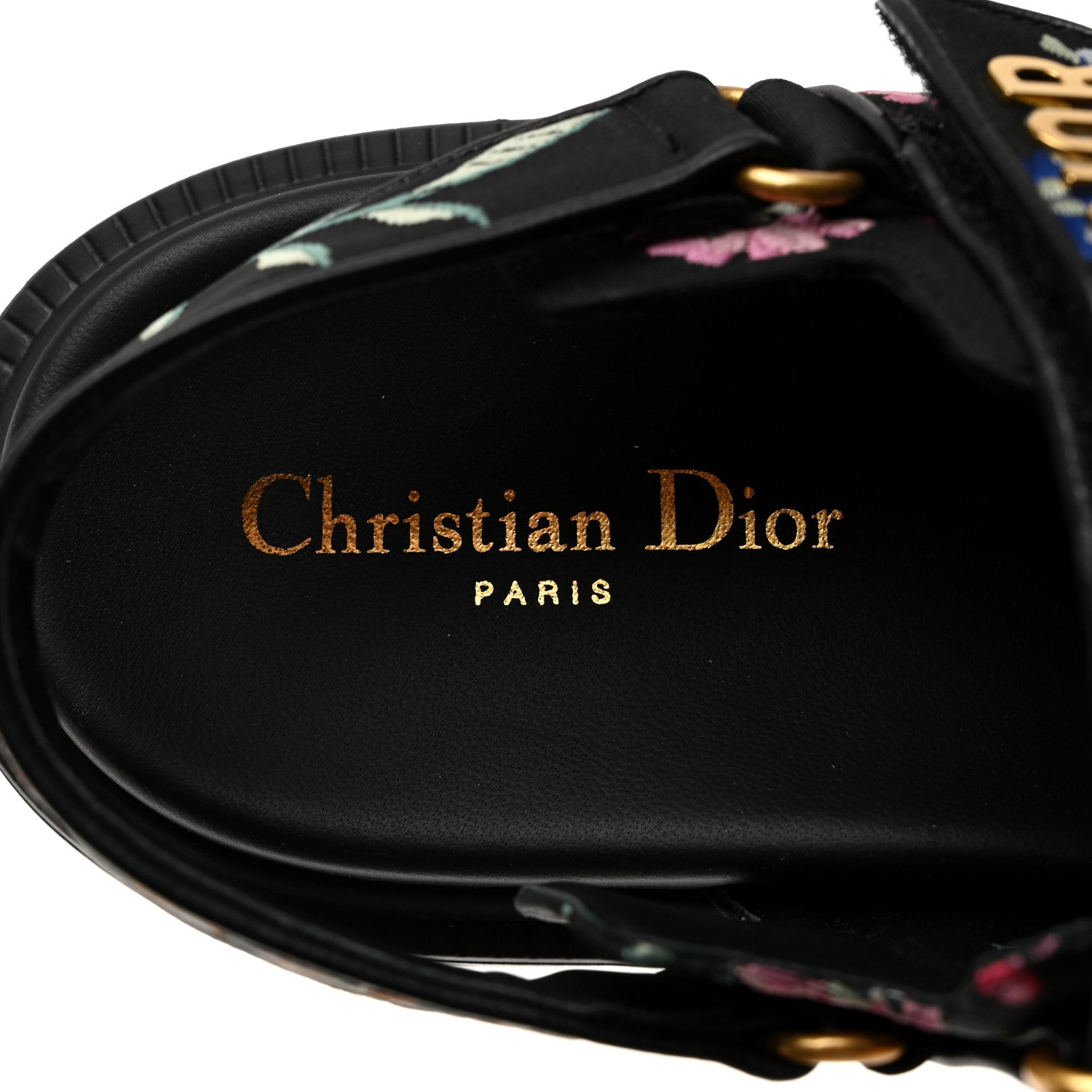 Christian Dior Technical Fabric Petites Fleurs Print Dioract Sandals 40 Black Multicolor 6 of 8