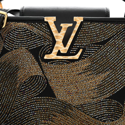 Louis Vuitton Satin Beaded Embroidered Cruella Calfskin Capucines Mini Gold Black 8 of 10