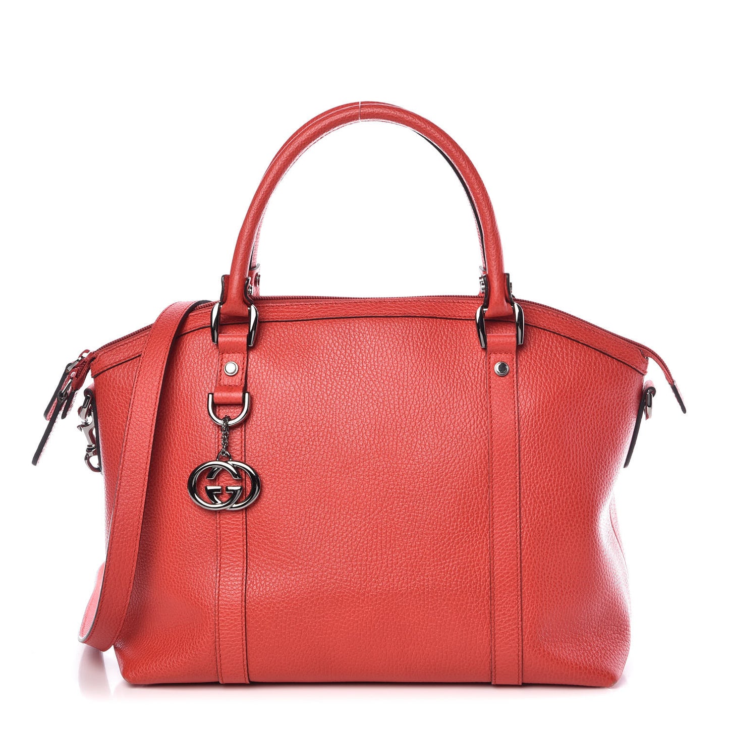 Dollar Calfskin Medium GG Charm Dome Satchel Sporting Red