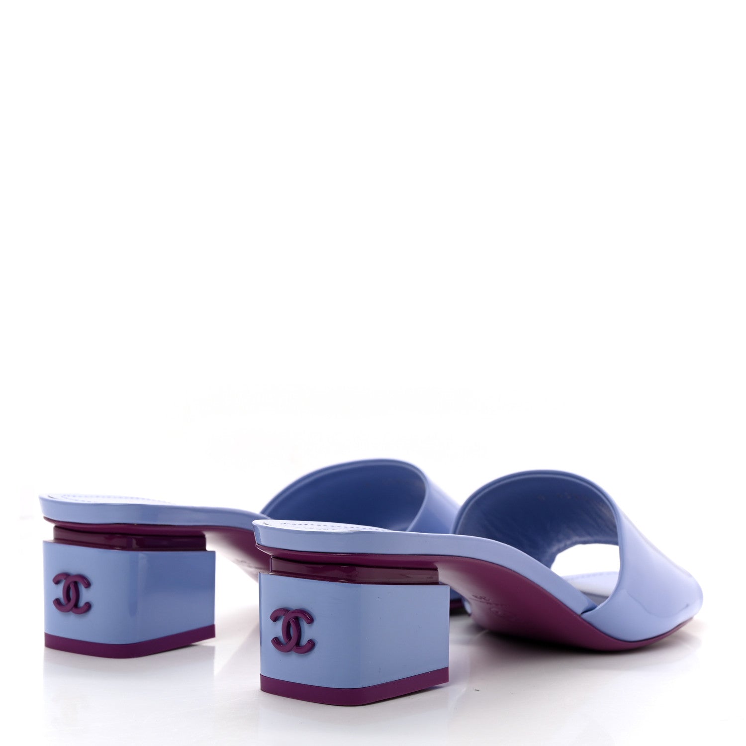 Chanel Patent Calfskin CC Mules 39 Light Purple Dark Purple 4 of 12