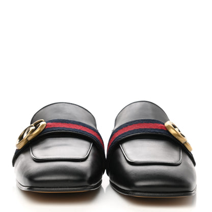 Gucci Calfskin Web Womens Peyton GG Slippers 37.5 Black 2 of 9