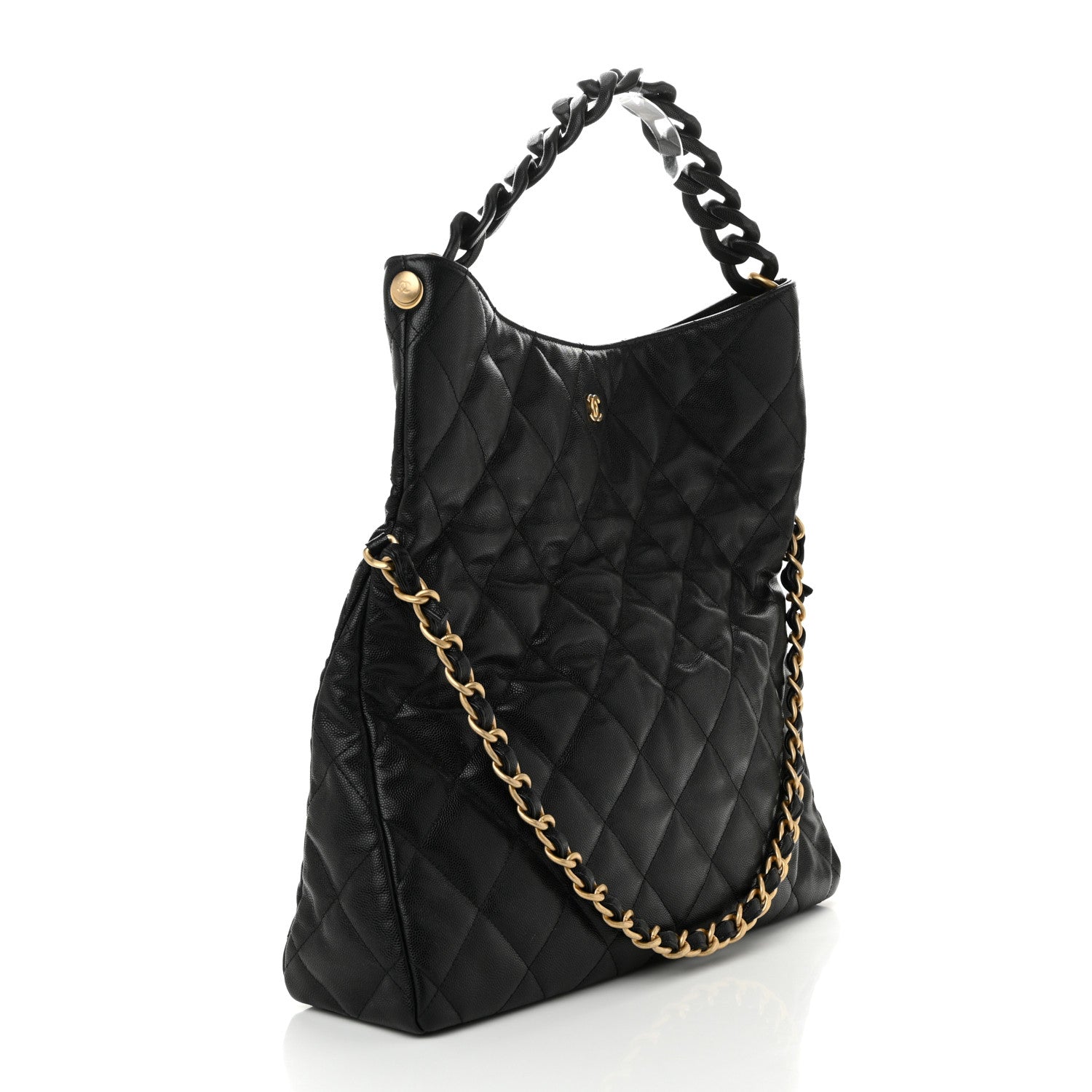 Chanel Caviar Quilted Fold Over Hobo Black 4 of 13