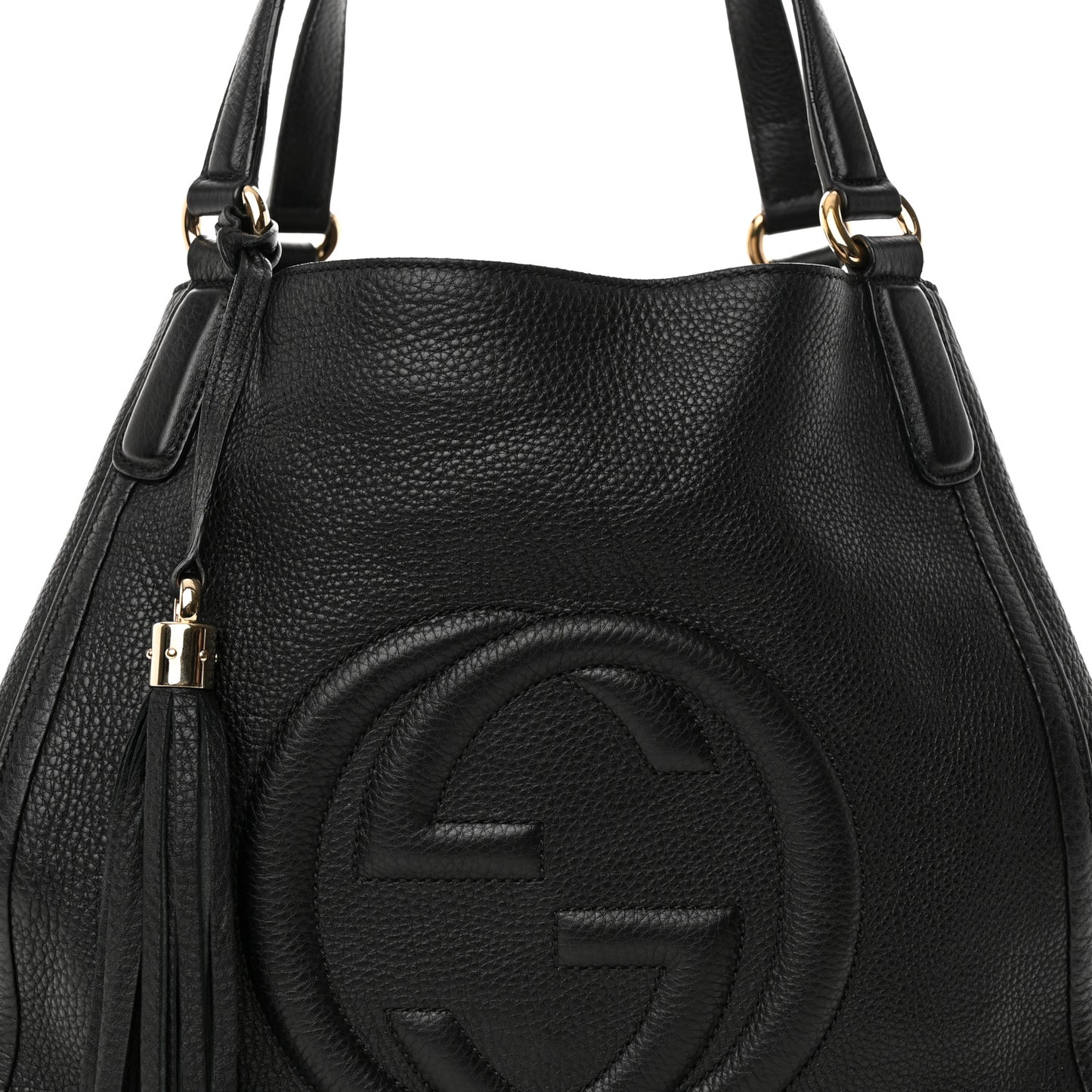 Pebbled Calfskin Medium Soho Shoulder Bag Black