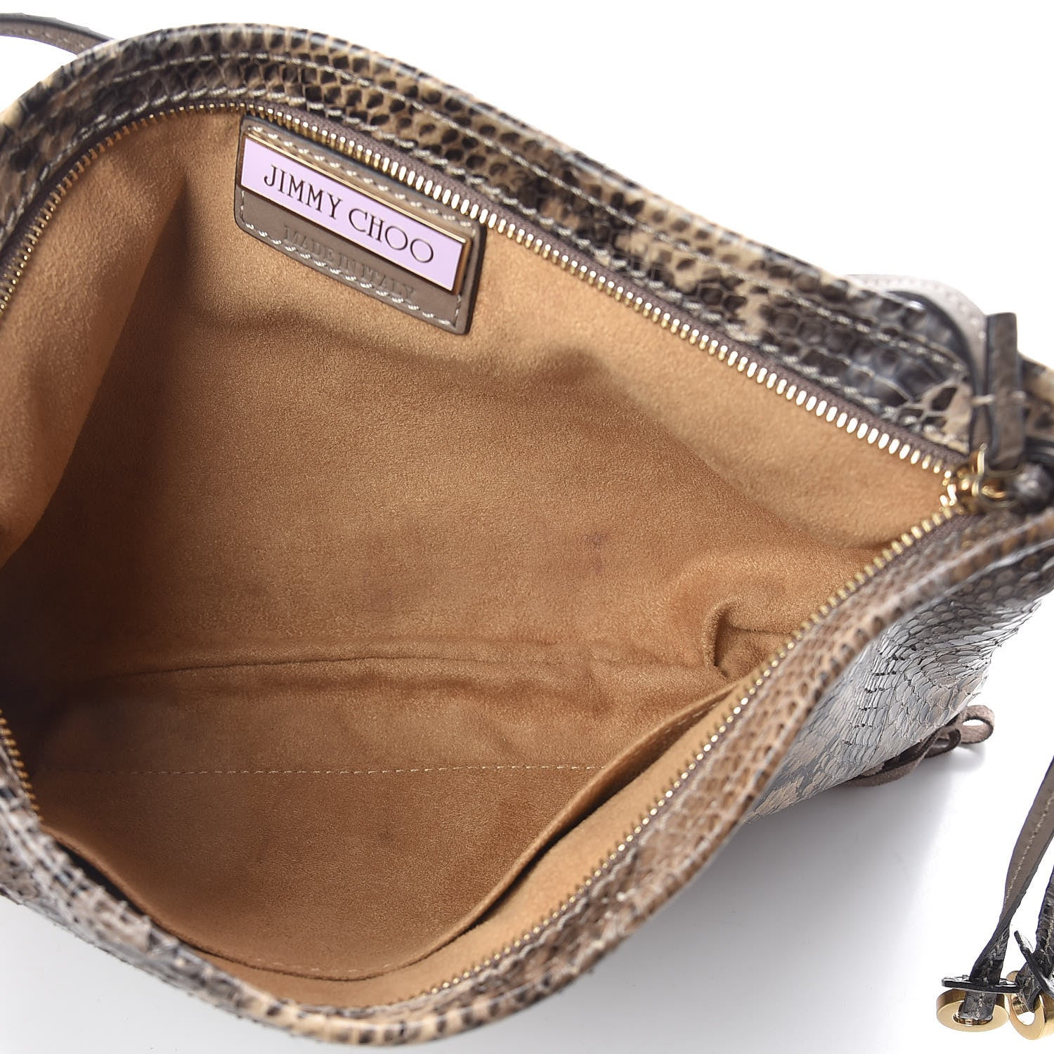 Jimmy Choo Snakeskin Suede Fringe Tita Convertible Clutch 5 of 8