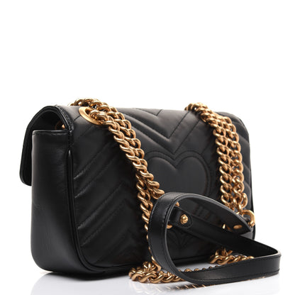 Gucci Calfskin Matelasse Mini GG Marmont Shoulder Bag Black 3 of 14