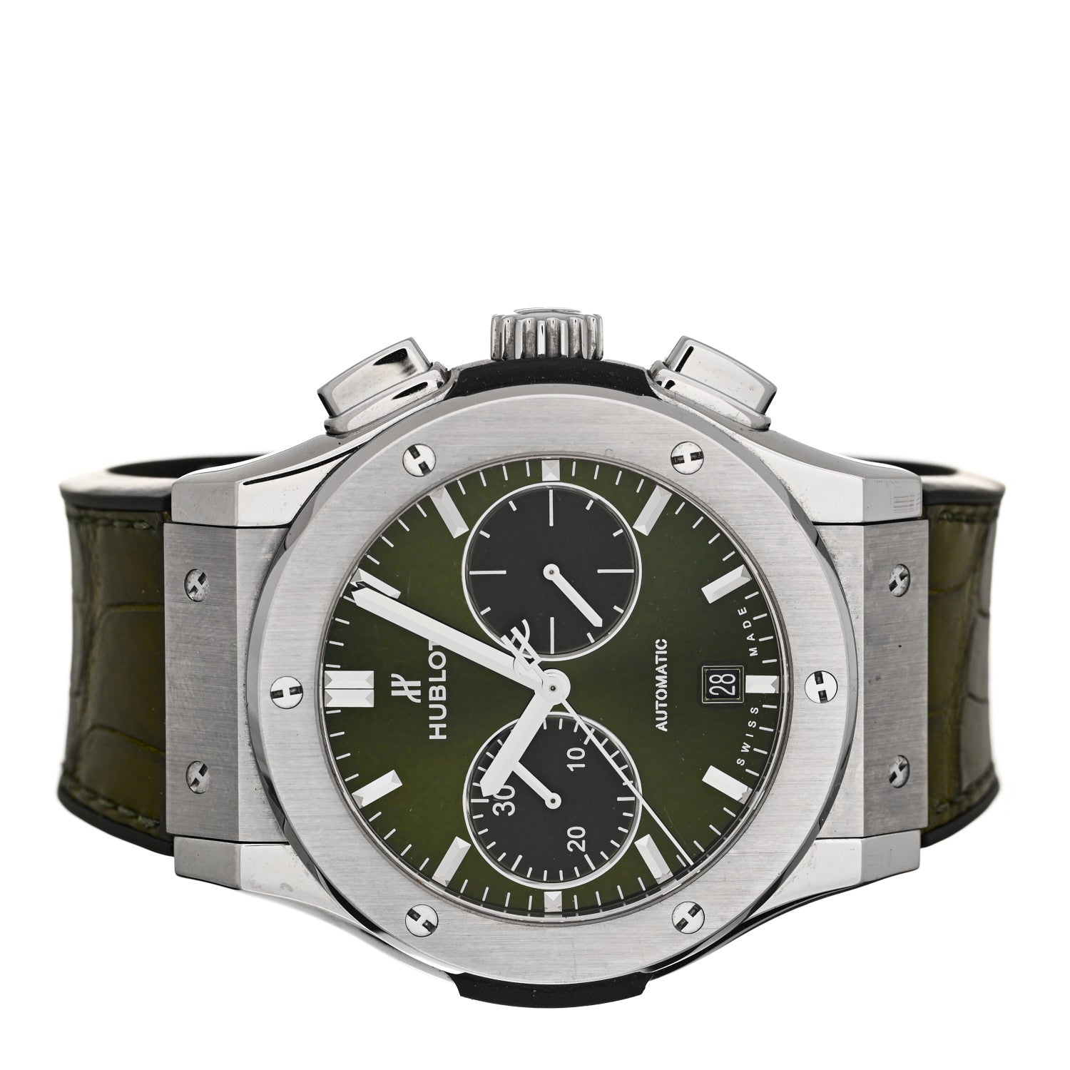 Hublot Titanium Alligator 45mm Classic Fusion Chronograph Automatic Watch Green 521.NX.8970.LR 2 of 5