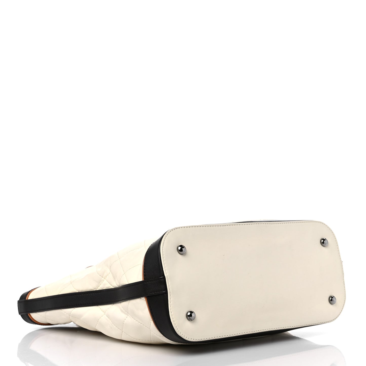Lambskin Quilted Country Club Tote White Black