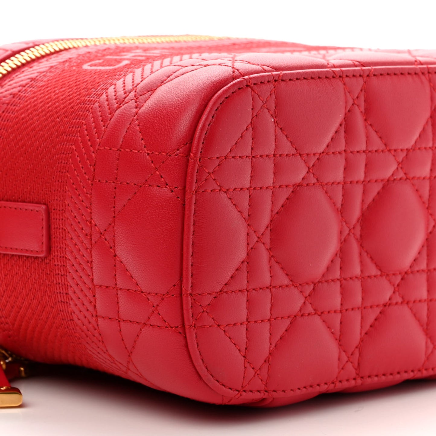 Lambskin Cannage Small Diortravel Vanity Case Red