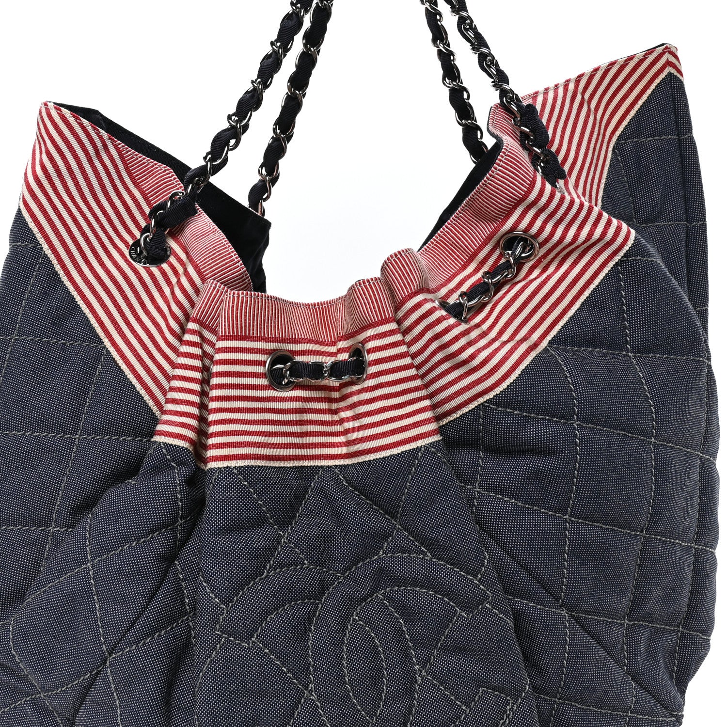 Chanel Denim Quilted Large Stretch Spirit Cabas Blue 8 of 10