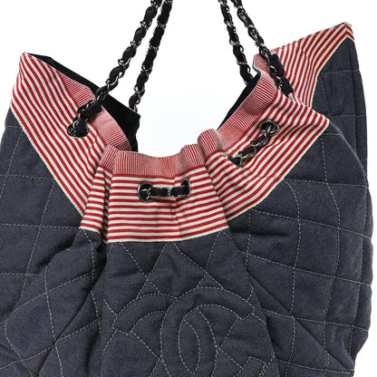Chanel Denim Quilted Large Stretch Spirit Cabas Blue 8 of 10