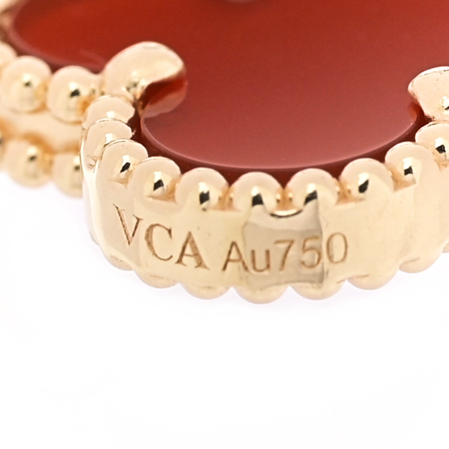 18K Yellow Gold Carnelian 5 Motifs Vintage Alhambra Bracelet