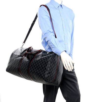 Louis Vuitton Damier Graphite Keepall Bandouliere 55 Rouge 2 of 9