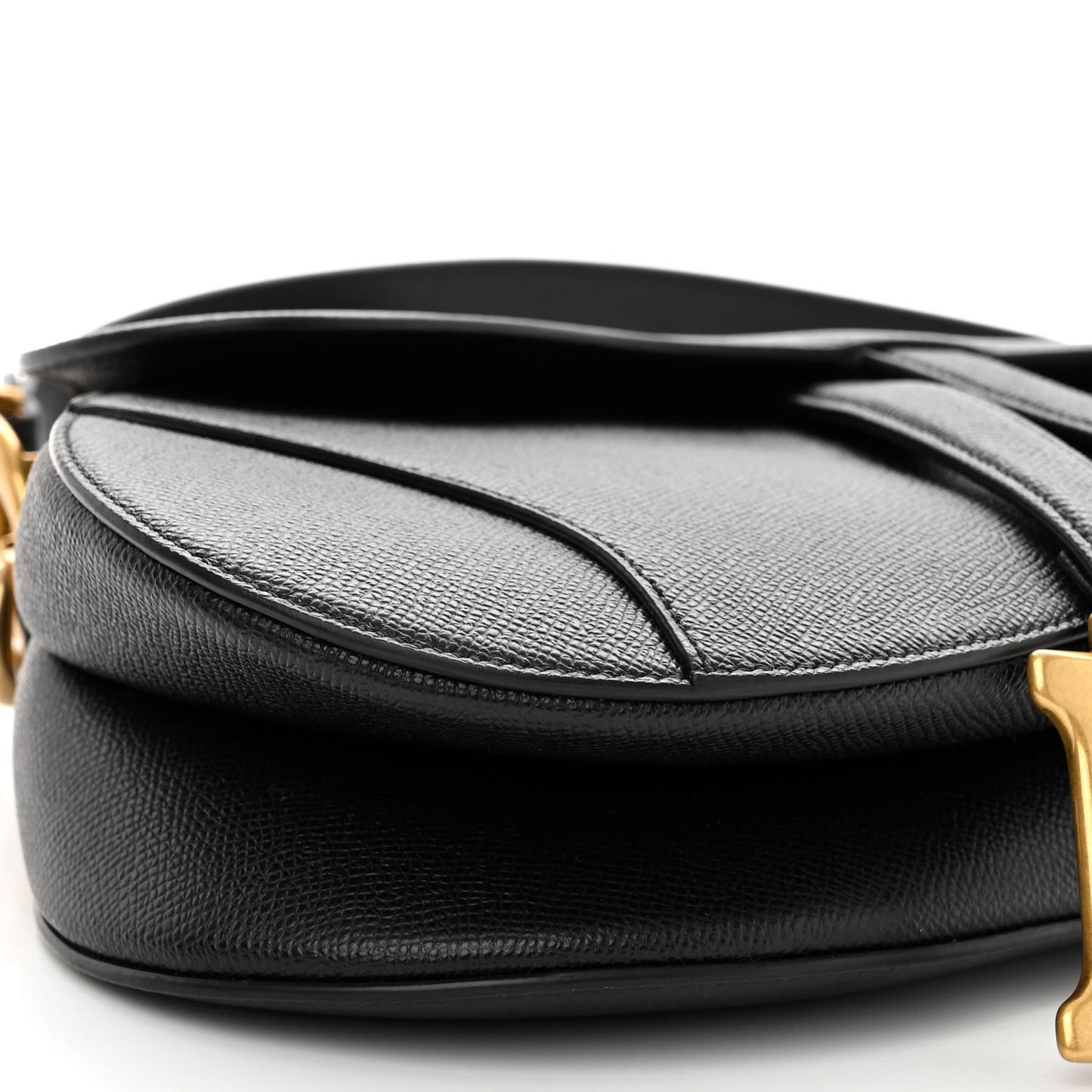 Grained Calfskin Saddle Bag With Strap Black