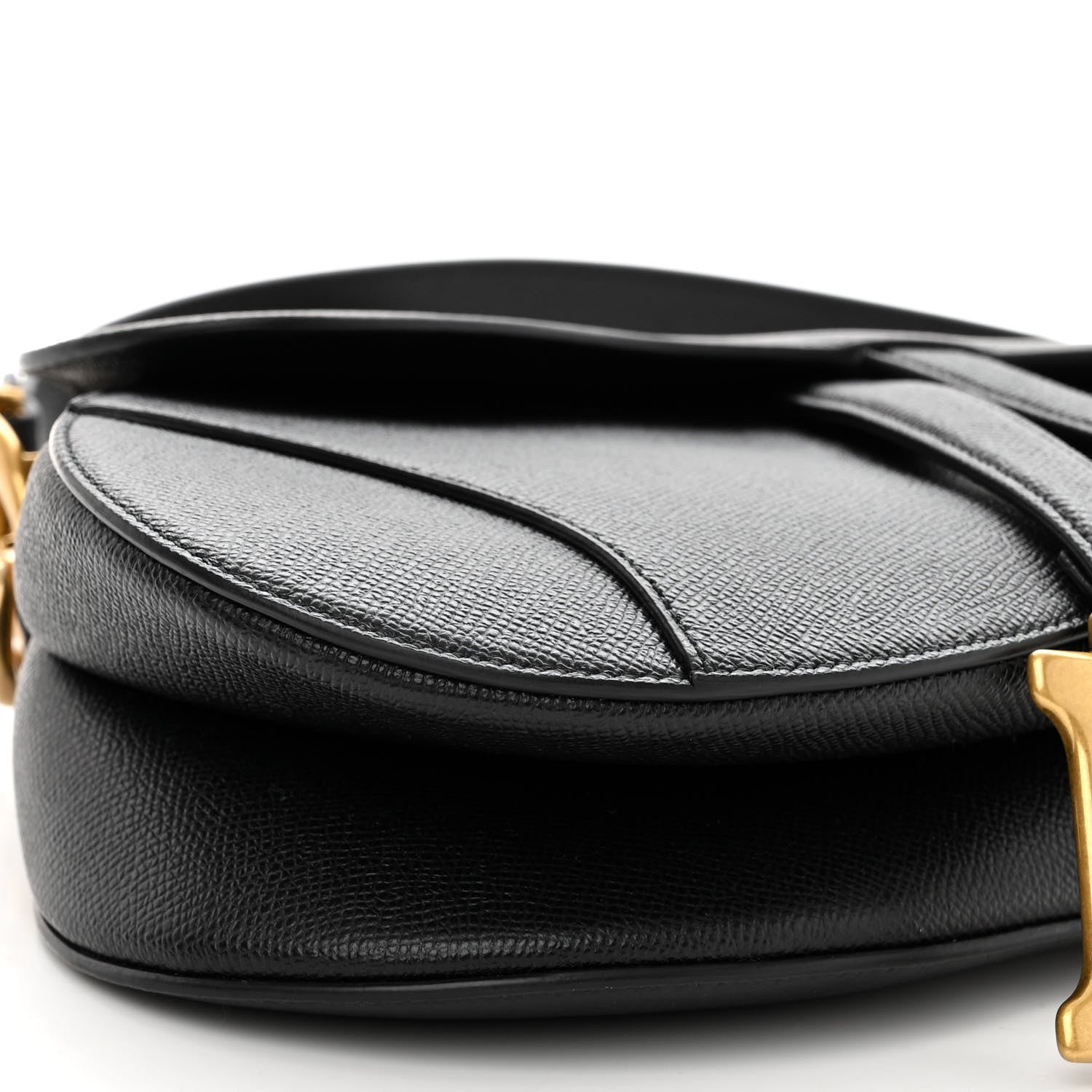 Christian Dior Grained Calfskin Saddle Bag With Strap Black 7 of 8