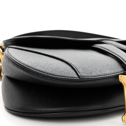 Christian Dior Grained Calfskin Saddle Bag With Strap Black 7 of 8