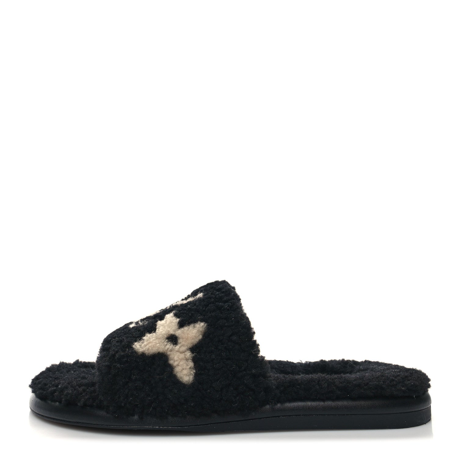 Louis Vuitton Shearling Magnetic Flat Mule 37 Black 1 of 8