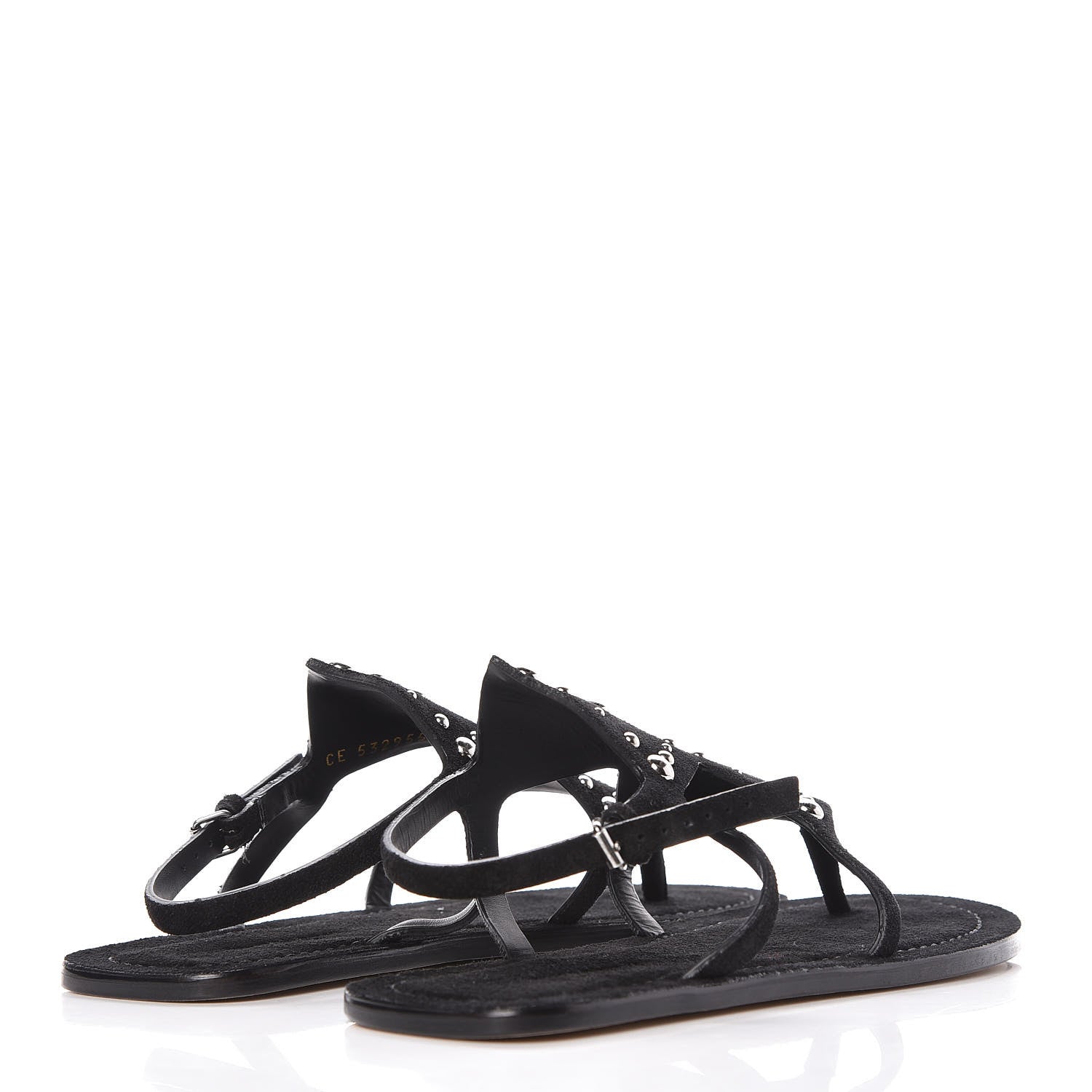 Saint Laurent Suede Studded Ella Sandals 39 Black 4 of 8