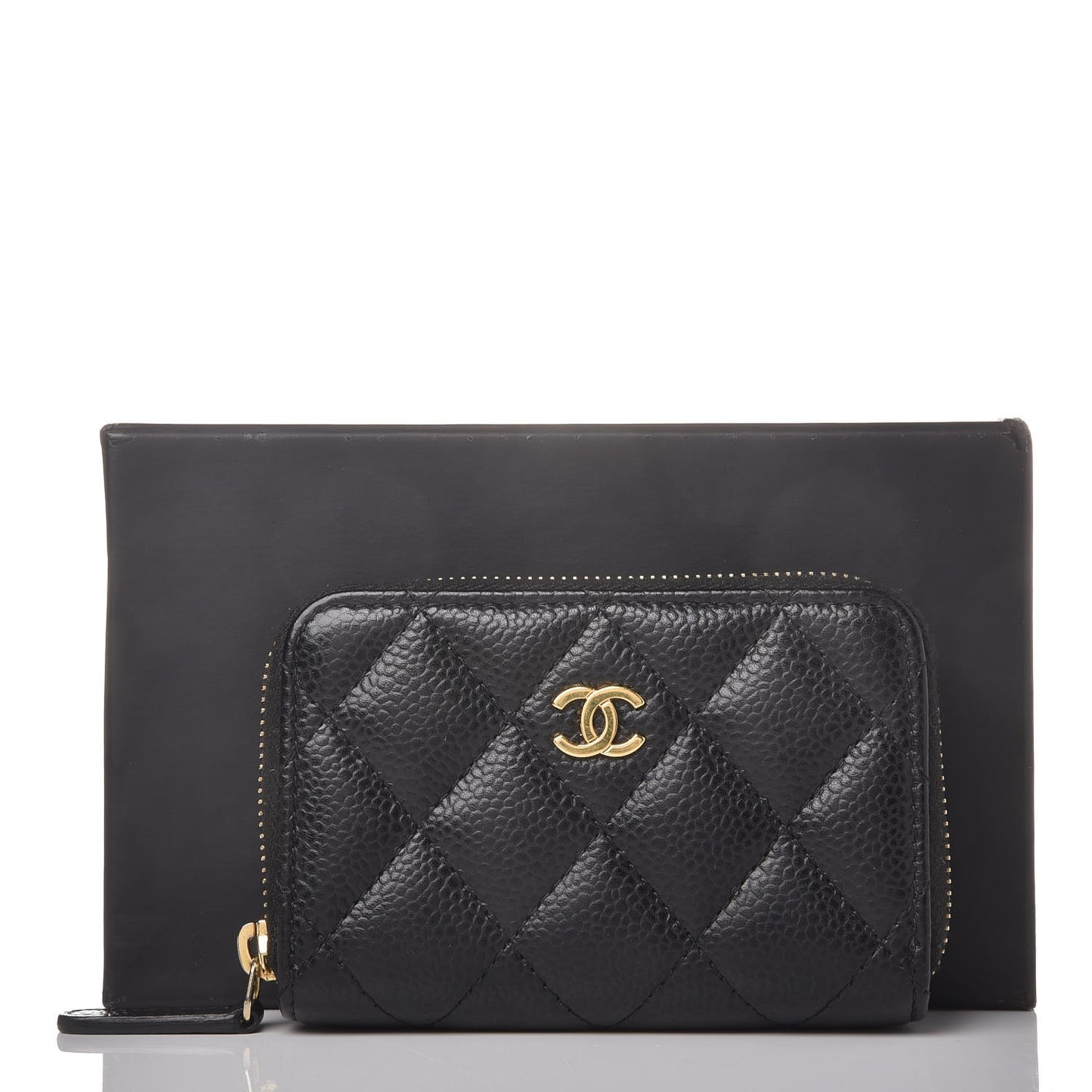 Caviar Quilted Zip Coin Purse Black