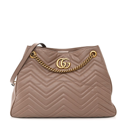 Gucci Calfskin Matelasse Medium GG Marmont Shoulder Tote Bag Porcelain Rose 1 of 13