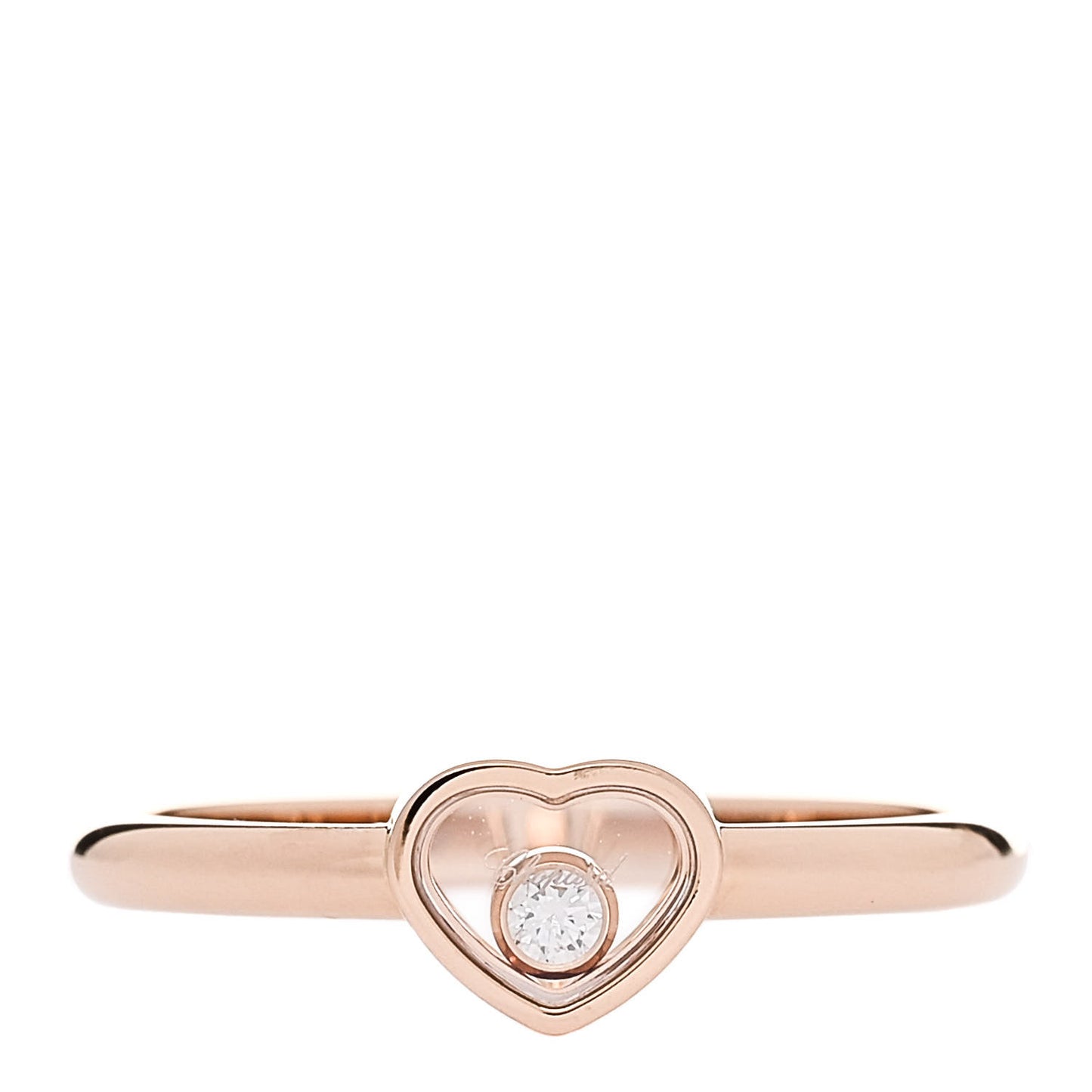 18K Rose Gold Diamond Happy Heart Ring 55 7.25