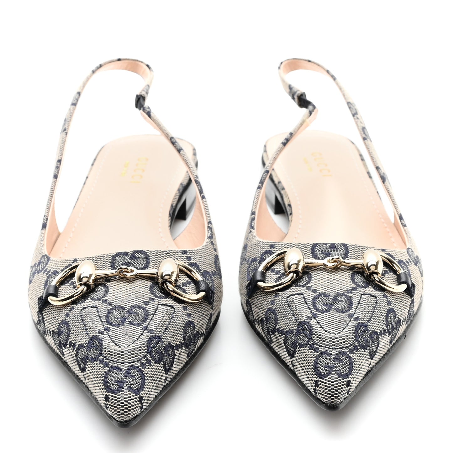 Monogram Horsebit Womens Slingback Ballet Flat 36 Beige Blue