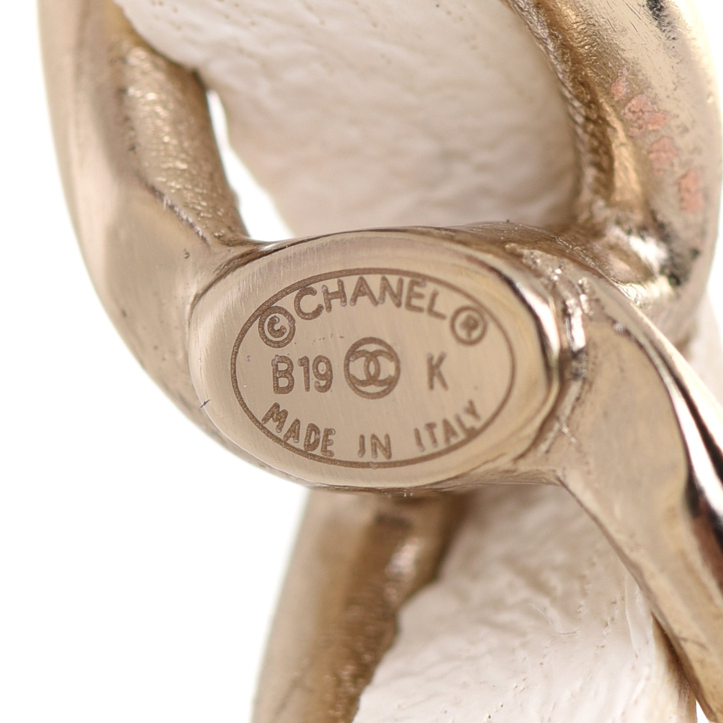 Lambskin Pearl More Is More CC Chain Hoop Earrings Matte Gold White