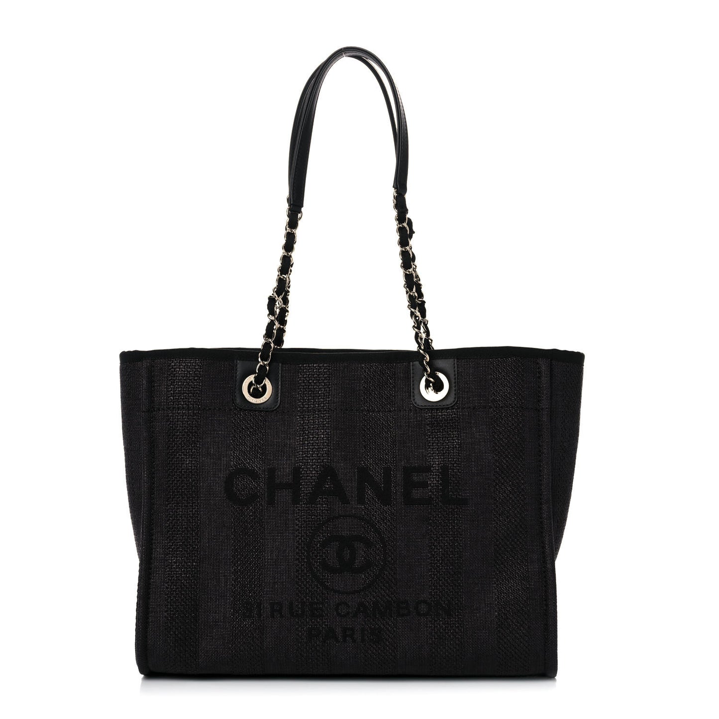 Mixed Fibers Striped Small Deauville Tote Black