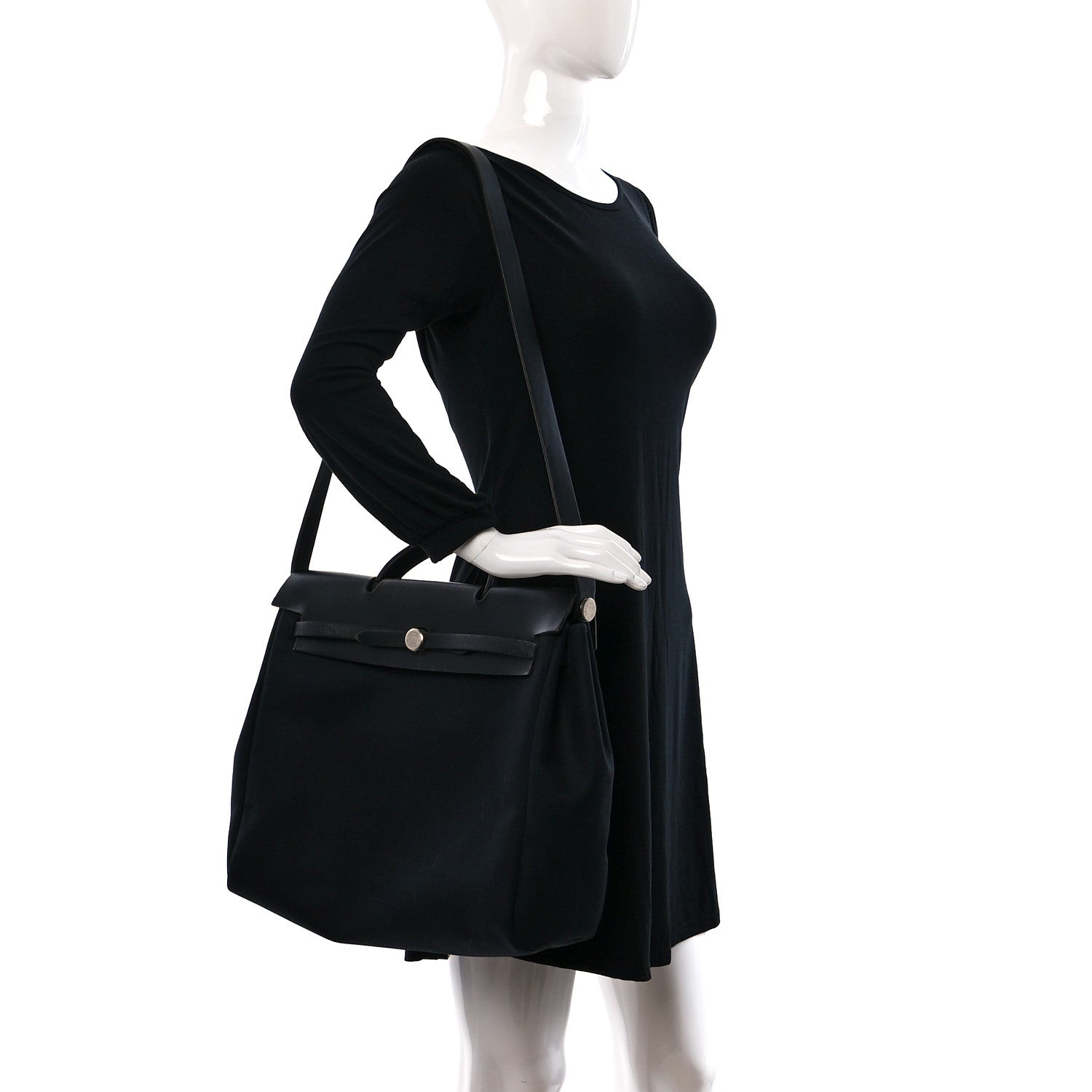 Hermes Toile Vache Calfskin Herbag 39 MM Black 3 of 14