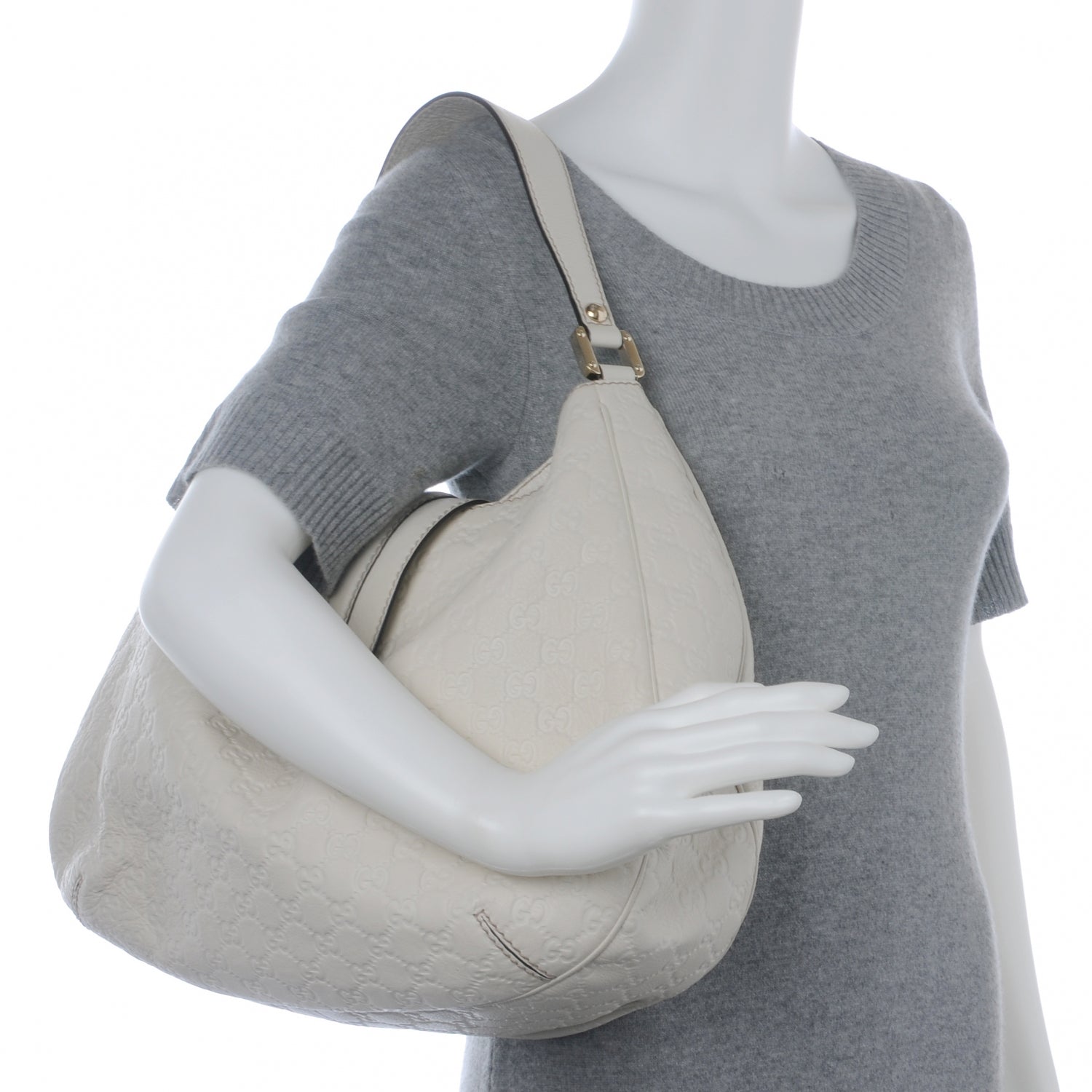 Gucci Guccissima New Ladies Web Large Hobo Off White 2 of 7