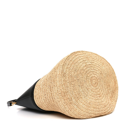 Celine Raffia Calfskin Basket Bag Natural Black 4 of 11
