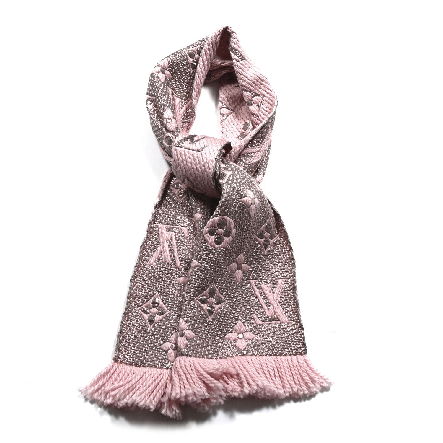 Louis Vuitton Wool Silk Logomania Shine Scarf Pink 1 of 3