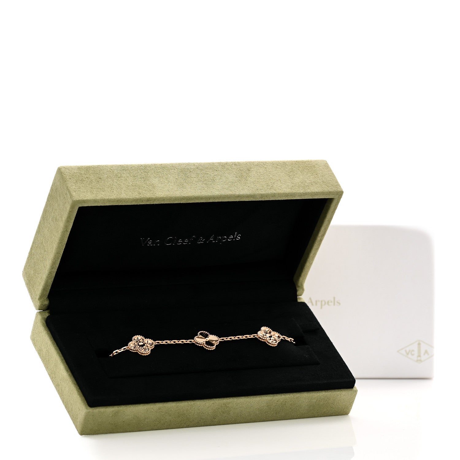 Van Cleef & Arpels 18K Yellow Gold Diamond 5 Motifs Guilloche Vintage Alhambra Bracelet 5 of 5