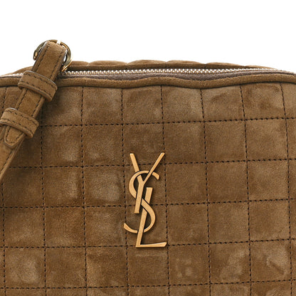 Saint Laurent Suede Calfskin Mini Quilted Monogram Camera Bag Golden Leaf 8 of 10