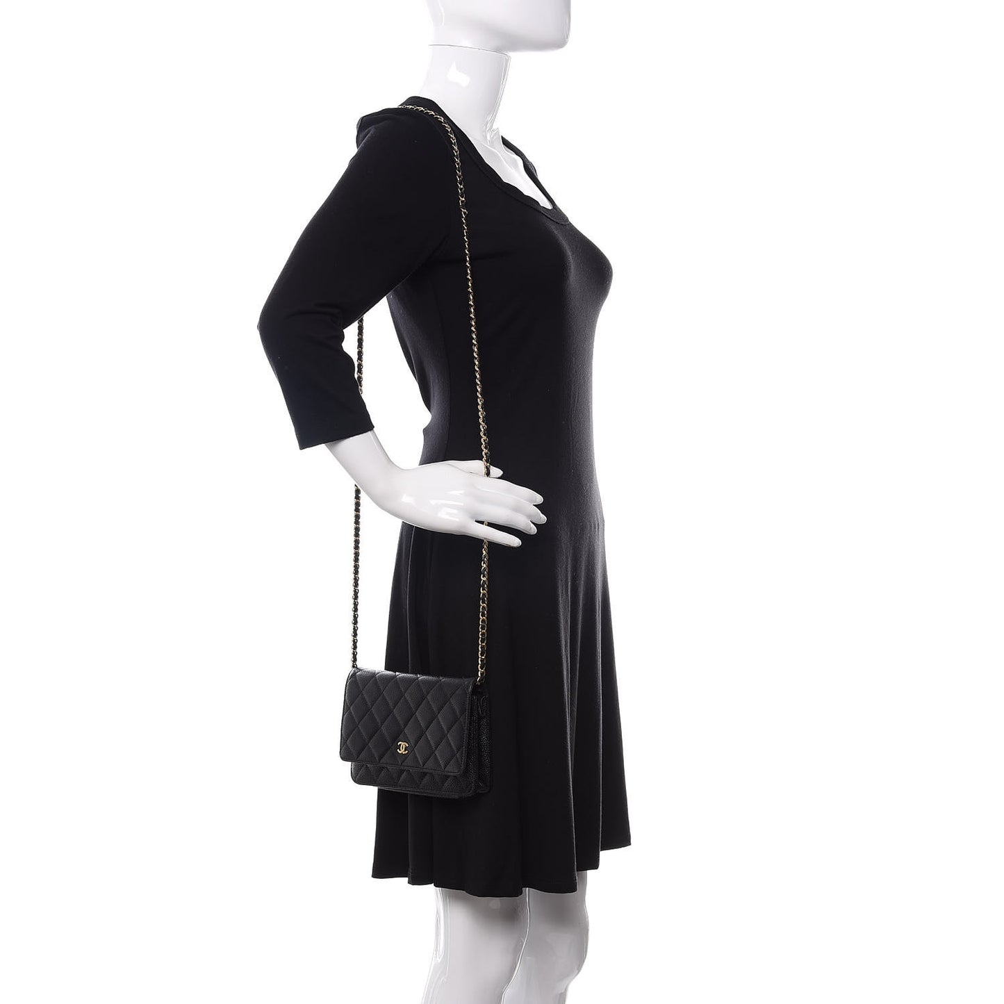 Caviar Quilted Wallet On Chain WOC Black