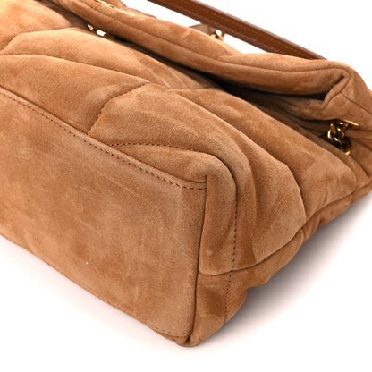 Saint Laurent Suede Calfskin Quilted Small Loulou Puffer Monogram Chain Satchel Cinnamon 10 of 12