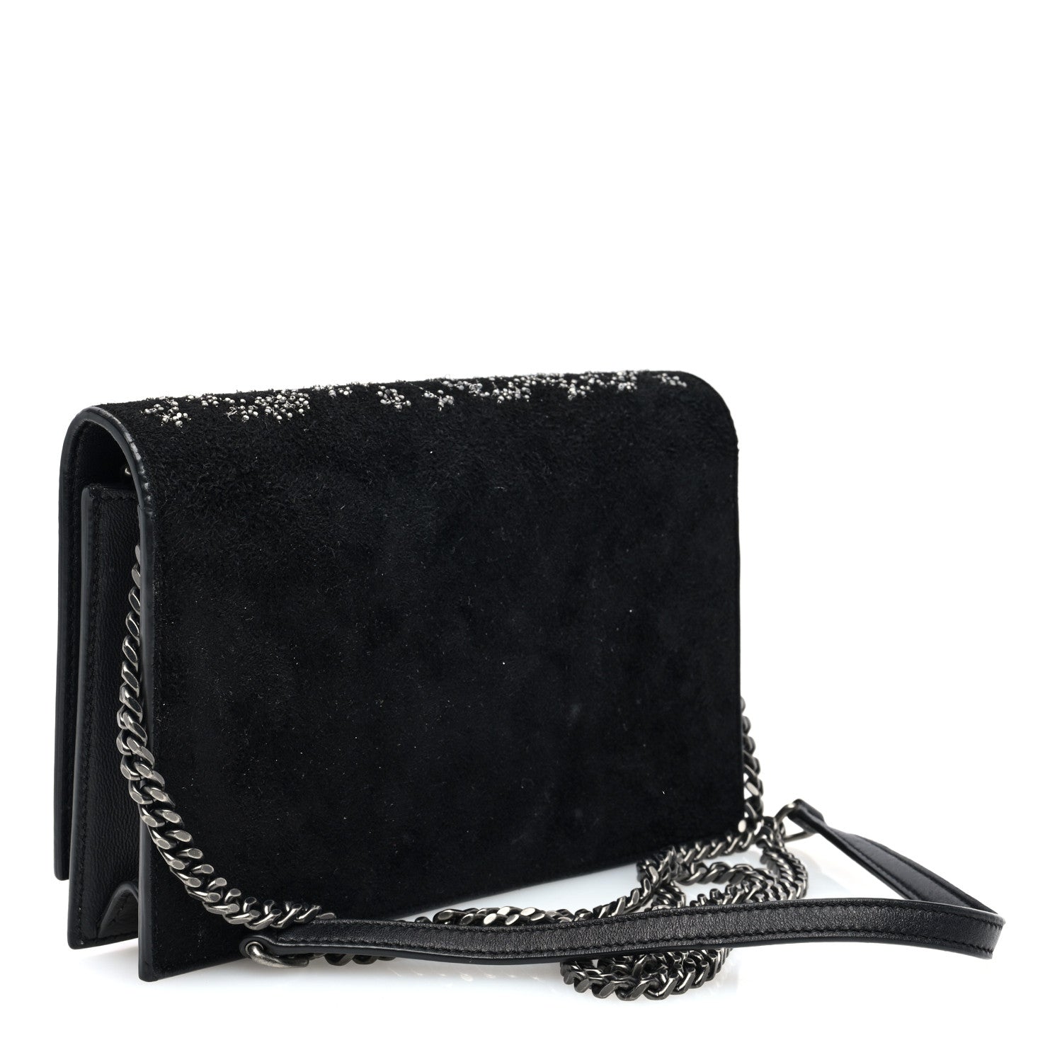 Saint Laurent Suede Bead Embellished Classic Monogram Kate Tassel Chain Wallet Black 3 of 10