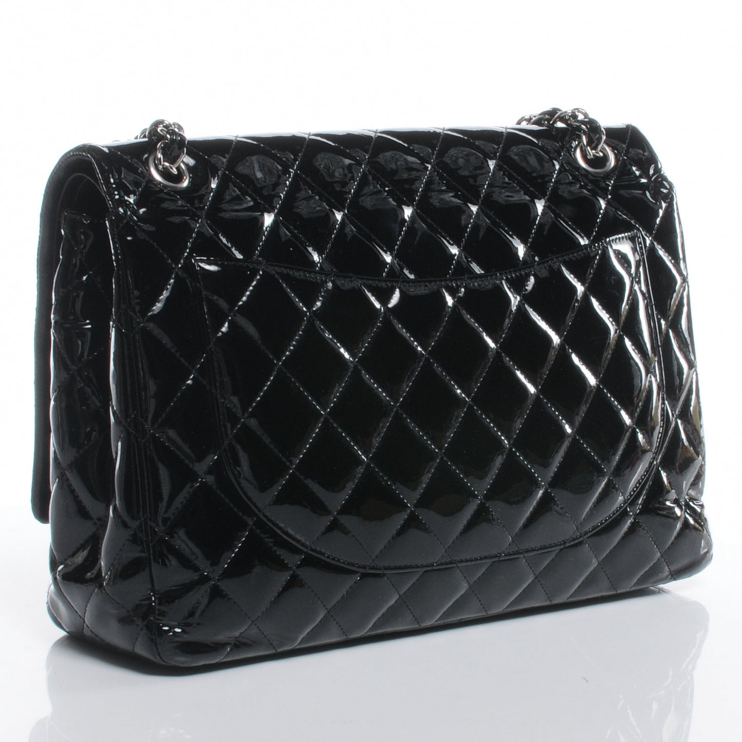 Patent Quilted Maxi Double Flap Black