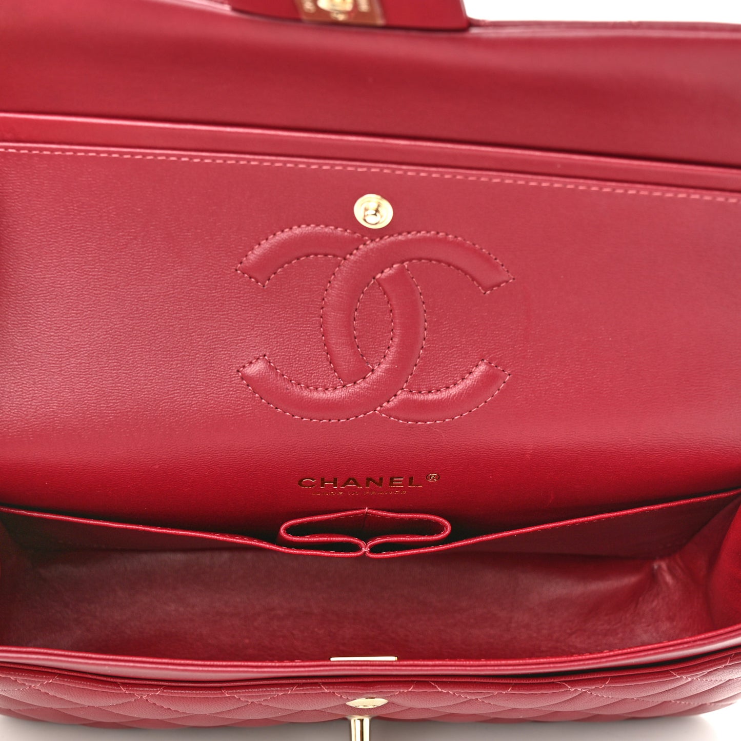 Lambskin Quilted Medium Double Flap Burgundy