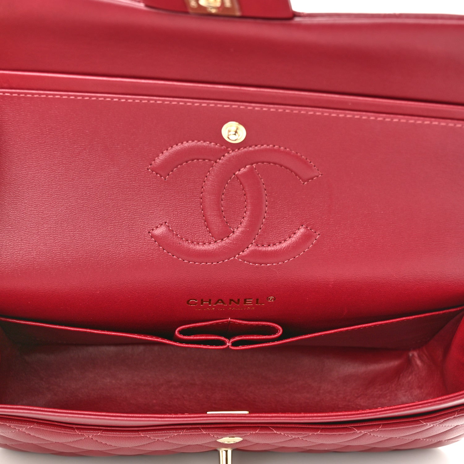 Chanel Lambskin Quilted Medium Double Flap Burgundy 5 of 10