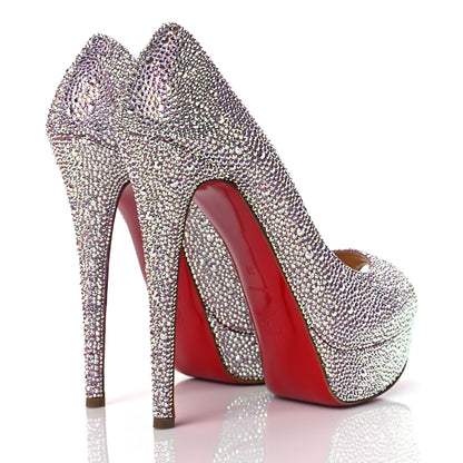 Christian Louboutin Suede Metallic Strass Lady Peep 150 Pumps 39 Aurora Borea 4 of 7