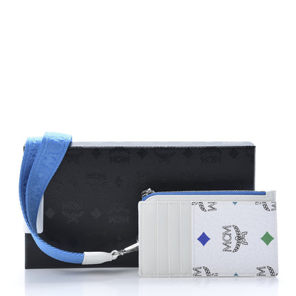 MCM Skyoptic Visetos Spectrum Diamond Mini Card Case Holder Lanyard White 6 of 6
