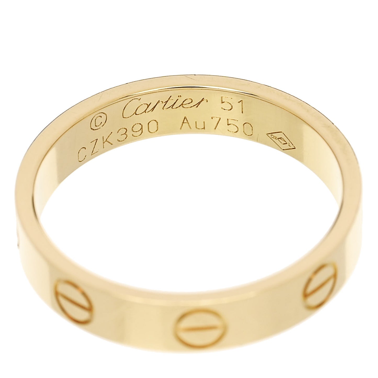 18K Yellow Gold 3.5mm LOVE Wedding Band Ring 51 5.75
