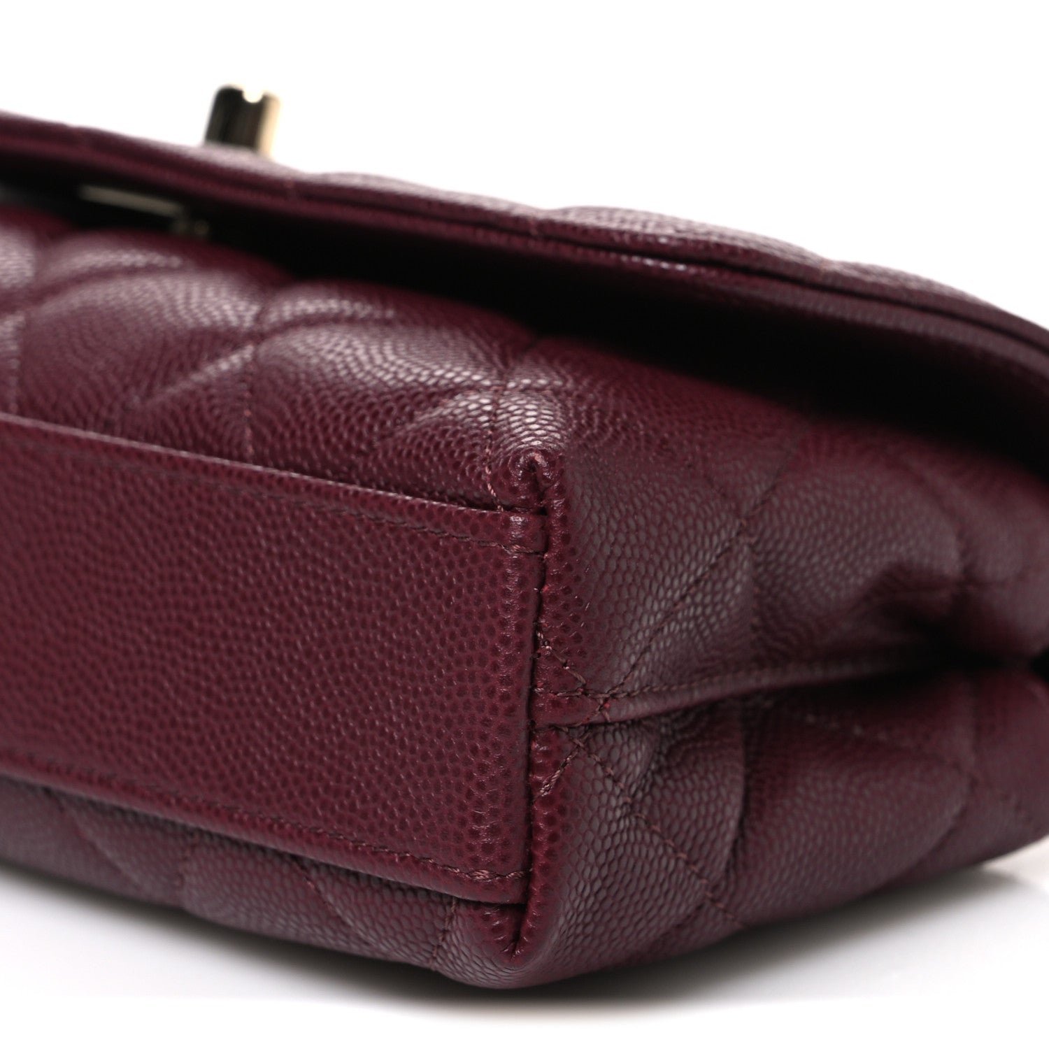 Chanel Caviar Quilted Coco Handle East West Clutch With Chain Bordeaux 9 of 10
