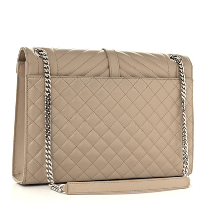 Saint Laurent Grain De Poudre Large Tri-Quilt Monogram Satchel Dark Beige 2 of 12