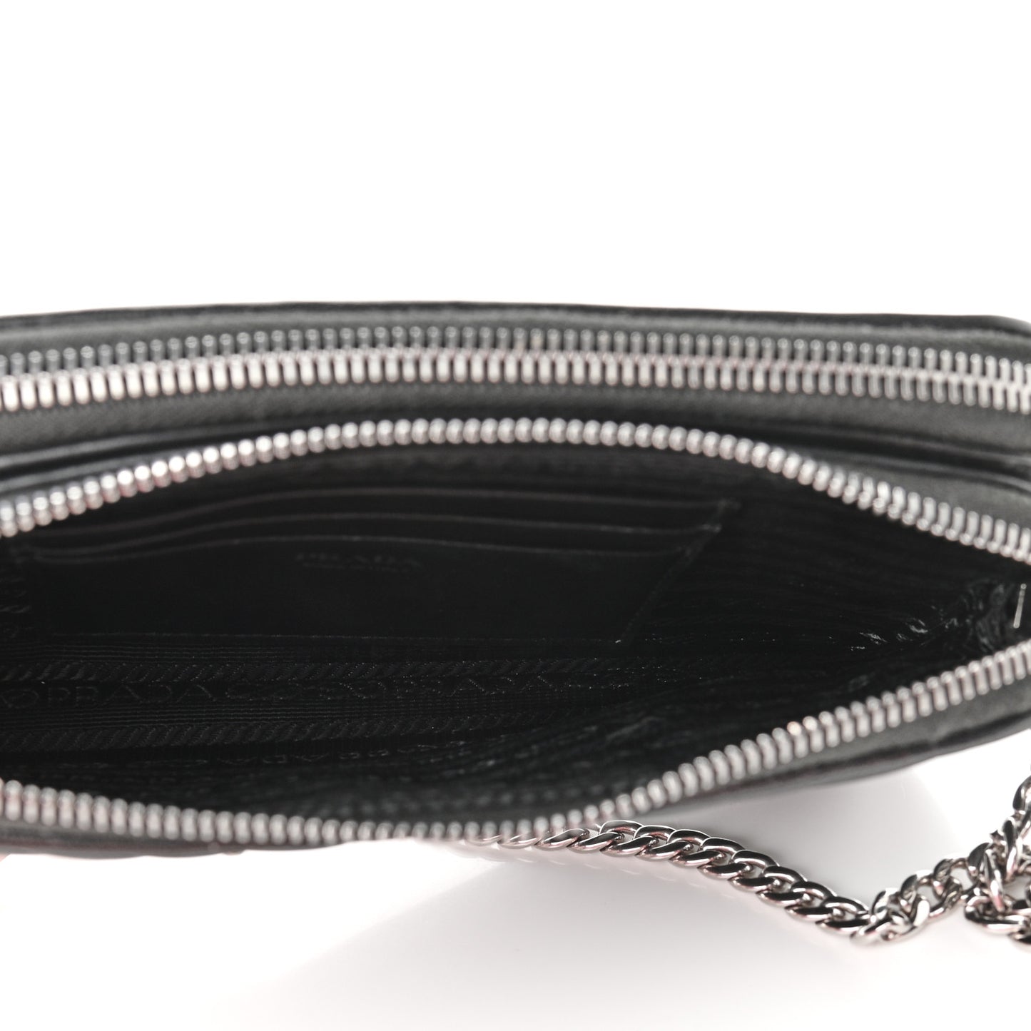 Nappa Impunture Diagramme Mini Double Zip Chain Crossbody Bag Black