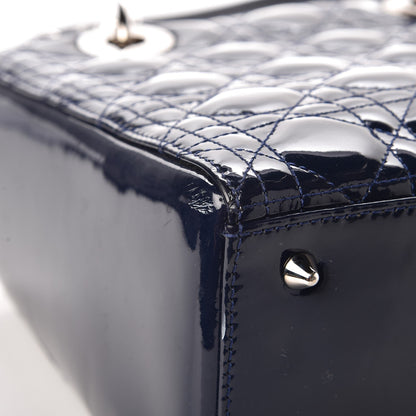 Christian Dior Patent Cannage Medium Lady Dior Navy Blue 9 of 15