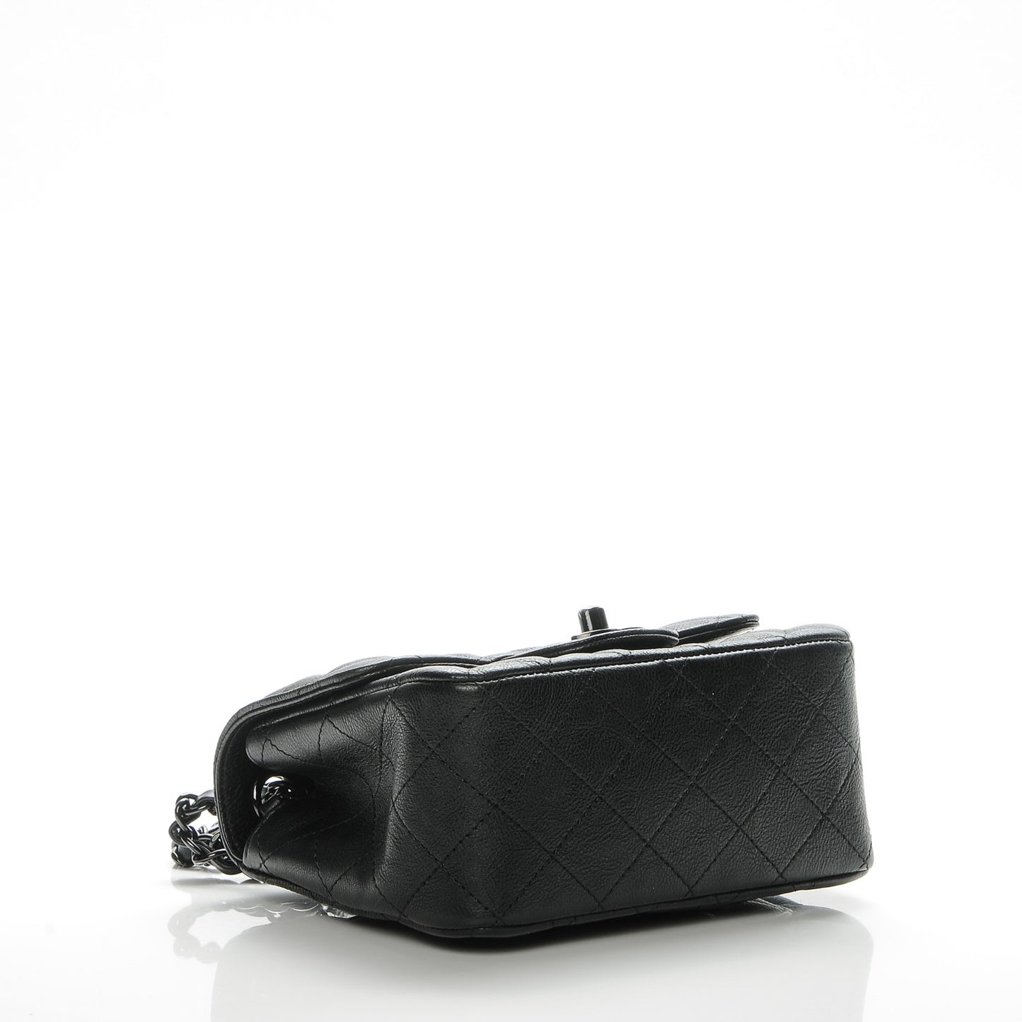 Crumpled Calfskin Quilted Mini Square Flap So Black